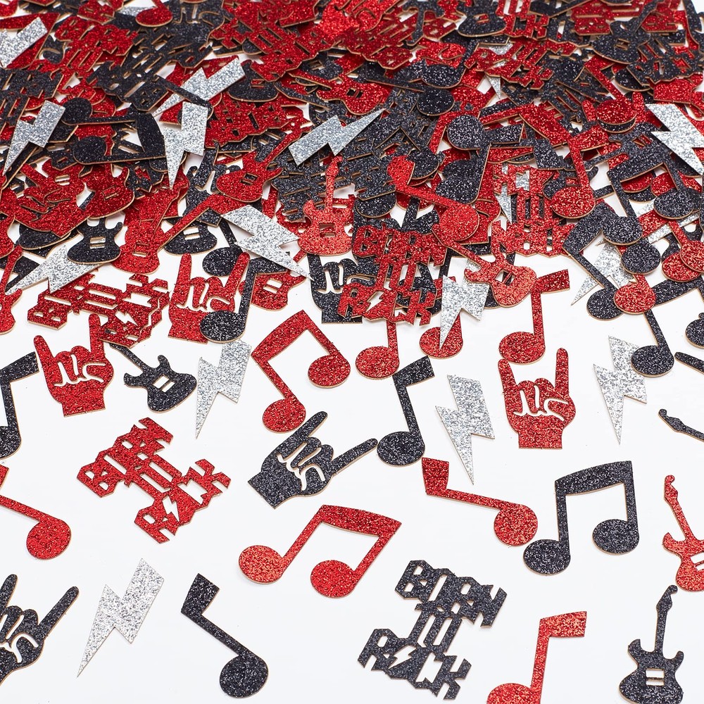 200 PCS Born To Rock Party Confetti Red Black Music Note Decorations Birthday