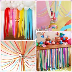12 PCS Pastel Rainbow Crepe Paper Streamers Party Decor 1.8 Inch x 82 Feet