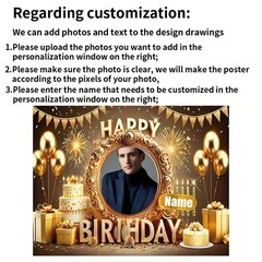 1pc 2D Fireworks Theme Personalized Birthday Custom Banner Party Decor Tapestry❀