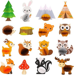 16 Pack Woodland Baby Shower Decorations, Woodland Animals Table Centerpieces, J