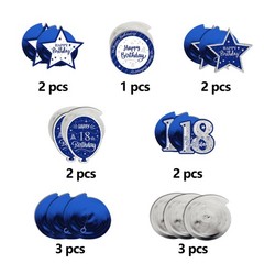 Happy 18th Birthday Blue & Silver Glitter Swirls Streamers Party Decorations …