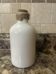 Decorative White Glass Bottle «Raven Feathers” Halloween Spooky Wicca Potion