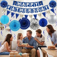 Father’s Day Decorations Set Banner Bunting Lanterns Fans Swirls Party Supplies