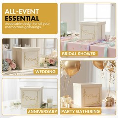 Wedding Card Box – 9″ x Collapsible 9 inches x 9 x 9 inches, White