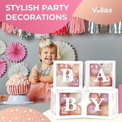 44-Piece Baby Shower Decorations for Boy or Girl – 4 Boxes with Letters and 3…