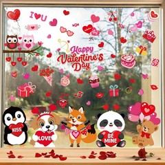 Happy Valentine’s Day Window Clings 6 Sheets, Red Pink Large Size, Multicolor