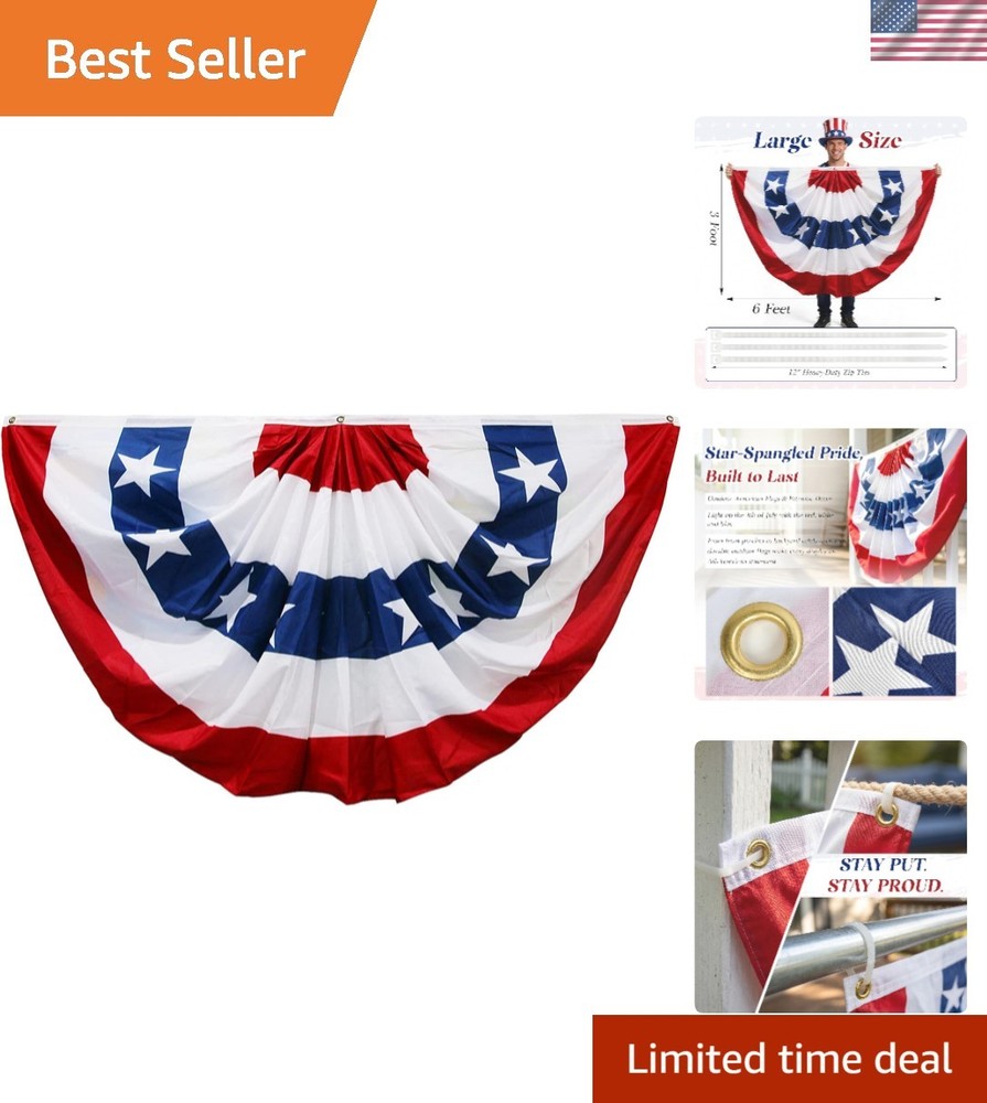 Weather-Resistant 3×6 Ft American Flag Bunting for -Round Patriotism