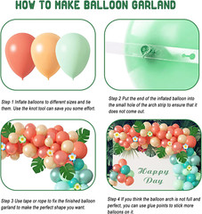 Tropical Balloon Garland Arch Kit, 12″10″5″ Rose Gold Blush Blue Balloons Artifi