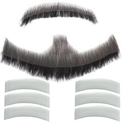 Fake Beard and Mustache Set, Realistic Black Facial Hair, Fake Beard for Me