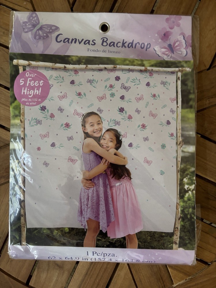 Butterfly Floral Photography Canvas Background 62”x64.9” Birthday Party Events