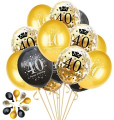 Jonhamwelbor 40th Birthday Balloons Gold and Black Party Decorations 15 Pack