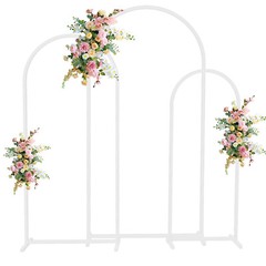 3 White Metal Arch Backdrop Stand Frame for Wedding Birthday Ceremony Graduation