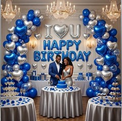Romantic Birthday Decorations for Men Balloons Rose Petals Foil Banner