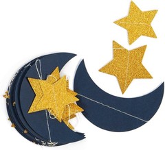 Navy-Blue Gold Moon-Star Party-Decorations Garland – 52Ft Twinkle Little Star Ha