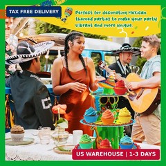 Fiesta Party Decorations – 3 Tier Mexican Birthday Party Cupcake Stand & Topper