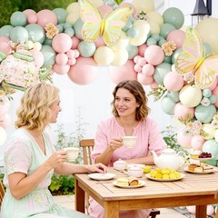Tea Party Decorations Pastel Pink Yellow Balloon Garland Arch Kit with Teapot…