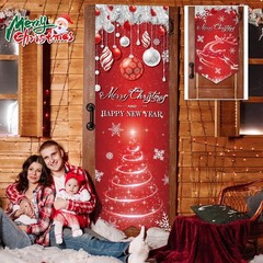 Merry Christmas Door Banner, Xmas Front Porch Hanging Sign for Outdoor Decora…