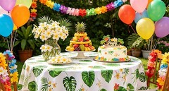 3 Pack Hawaiian Luau Tablecloths for Party Decoration, Hawaii Disposable Plastic