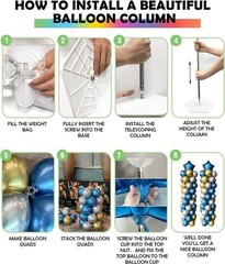 Balloon Column Stand Kit Set of 4, 7 Feet Height Adjustable Balloon Tower Pil…