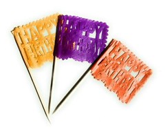 Set of 24 Pcs Multi-Colored Mini Mexican Paper Papel Picado Tissue Banner Fla…