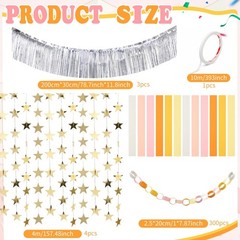 Fancy Party Decor Set 308 Sheets Colorful Chains Strips, Silver Metallic Foil…