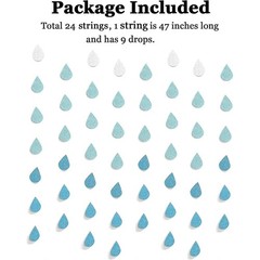 Yzurbu 24 Strings Raindrop Garland Decorations, 24 Count (Pack of 1), Blue