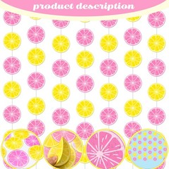 8pcs Lemon Theme Hanging Garlands Pink and Yellow Lemon Party Decorations Sum…