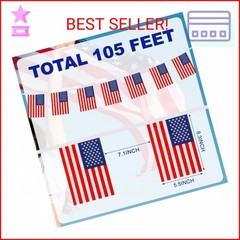 MARFOREVER 100 Pcs American Flag Banner 105 Ft USA Flags Bunting Banners