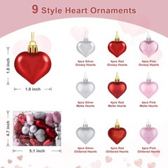Valentines Day Decorations, 11 x 19.7 Large, Multicolored Hearts + Pink Bow