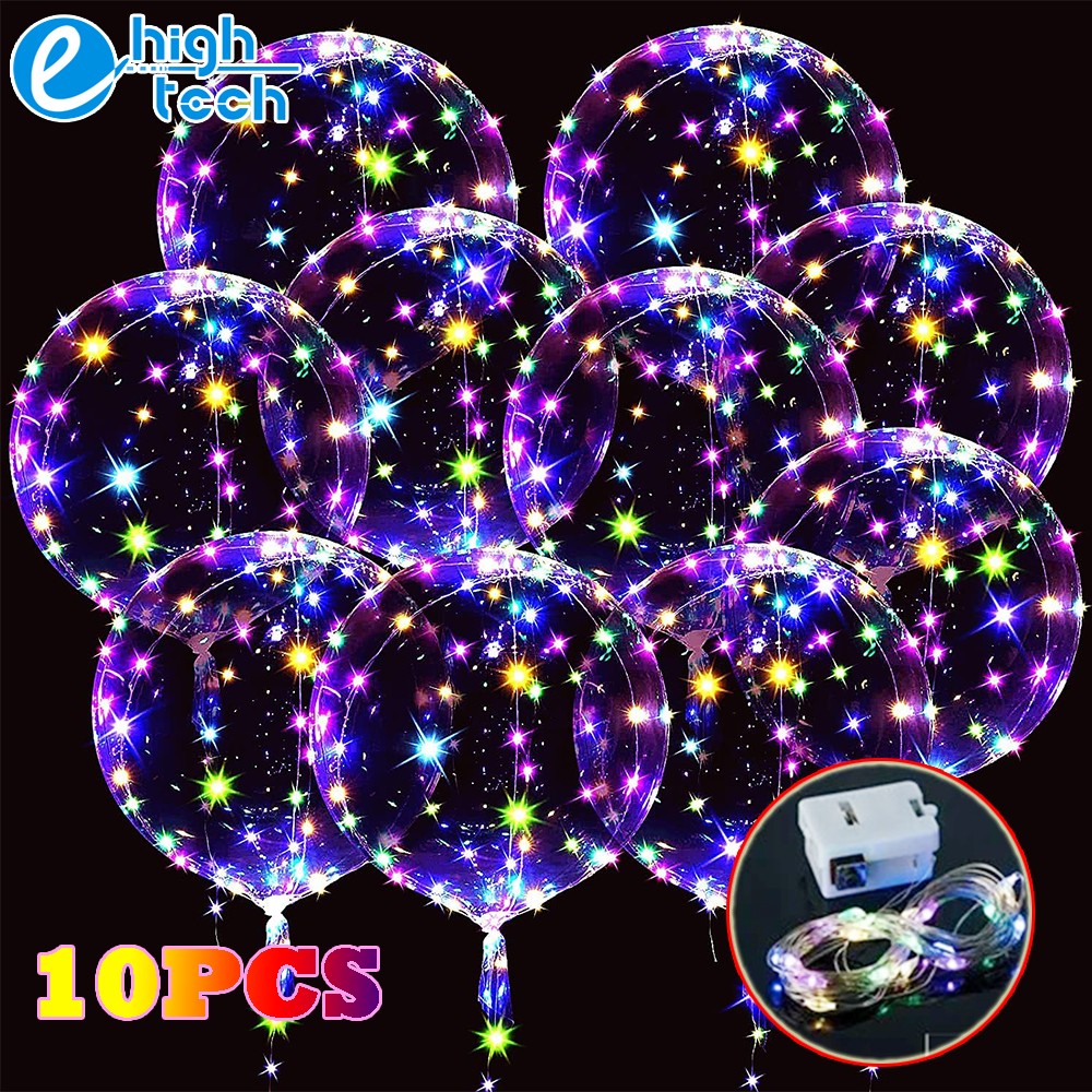 10PCS Clear BoBo Balloon 20″ Light Up Christmas Birthday Party Bubble Decoration
