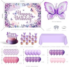 Purple Butterfly Birthday Decorations Balloon Arch Kit – Glitter Butterfly Party