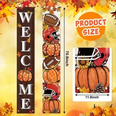 Fall Decorations Maple Leaves Pumpkin Welcome Porch Sign Door Banner Gift 12×71″