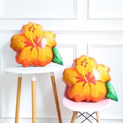 4Pcs Tropical Summer Foil Balloons, 23.6inch Yellow Orange Hibiscus Flowers B…