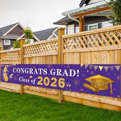 2026 Graduation Decorations Congrats Grad Class of 2026 Purple and Gold