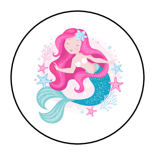 mermaid stickers, labels, tags, under the sea birthday party, baby shower
