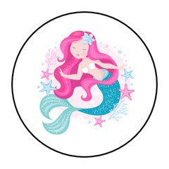 mermaid stickers, labels, tags, under the sea birthday party, baby shower