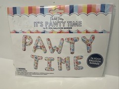 Packed Party Make A Statement «Pawty Time» Foil Balloon Banner 16 Ft NEW.