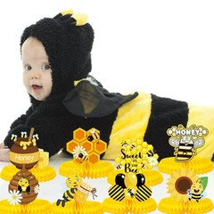 9 PCS Bee Baby Centerpiece Bumble Honeycomb Yellow Table Decorations Birthday