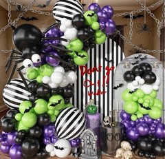 Halloween Party Decoration Kit with Black and Purple Balloons