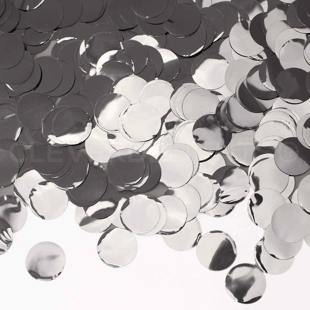 1″ Round Confetti – Metallic Silver – 10oz Bulk – Premium Large Circle Shiny …