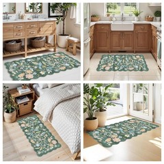2×4 Rug Washable for Entryway – Non-Slip 2′ x 4′ (Rectangular), Green