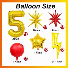 Cartoon Decorations 40 Inch Gold Number 5 Balloon Gold Star Balloons Lightnin…