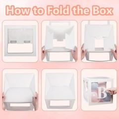 Baby Balloon Boxes with Letters – 4 Pack Transparent Decorative Boxes for Baby S