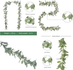 6.2ft Artificial Lambs Ear Greenery Vine Flocked Lambs Ear Garland Soft Faux