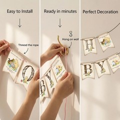 Classic Pooh Baby Shower Decorations – Oh Baby Banner with 2 Ropes & Threadin…