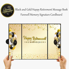 Retirement Party Decorations,Black Gold Retirement Guest Book Jumbo Happy Retire