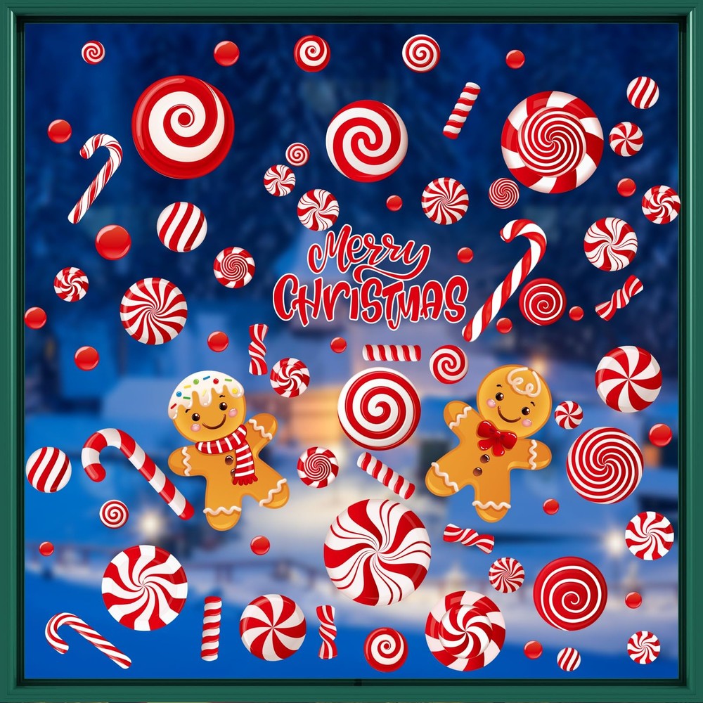 Christmas Gingerbread Window Clings – 9 Sheets 73 11 x 8.0 x 0.1 inches, Red