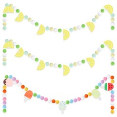 3 Pack Lemon Garland Decoration 6 ft Felt Summer Garland Colorful Fruit Ice P…