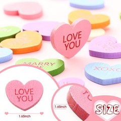 300 Pcs Valentine’s Day Conversation Hearts Vase Filler Wooden Conversation H…