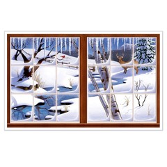 Winter Window Christmas Holiday Party Backdrop InstaView Wall Decoration